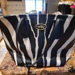 Coach Black and White Zebra Tote